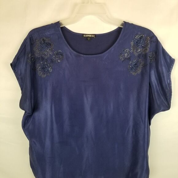 EXPRESS SIZE M. DARK BLUISH PURPLE. BLING DETAIL ON EACH SHOULDER - Picture 5 of 10